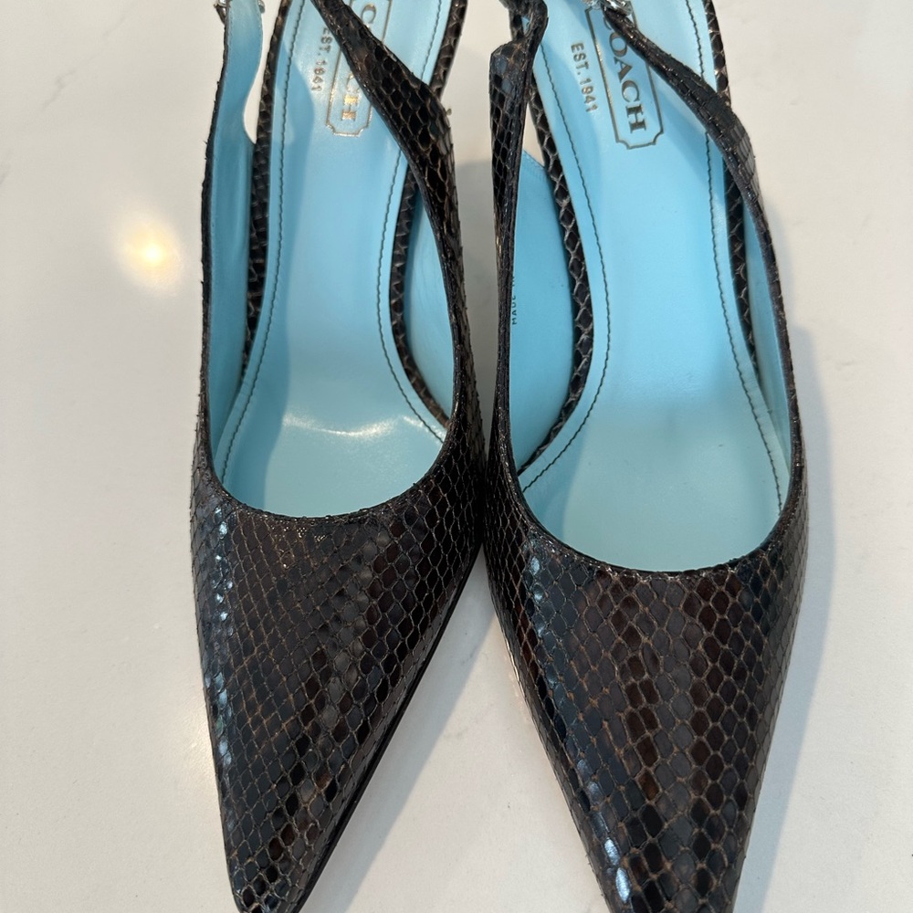 Coach 3 inch snakeskin sling backs